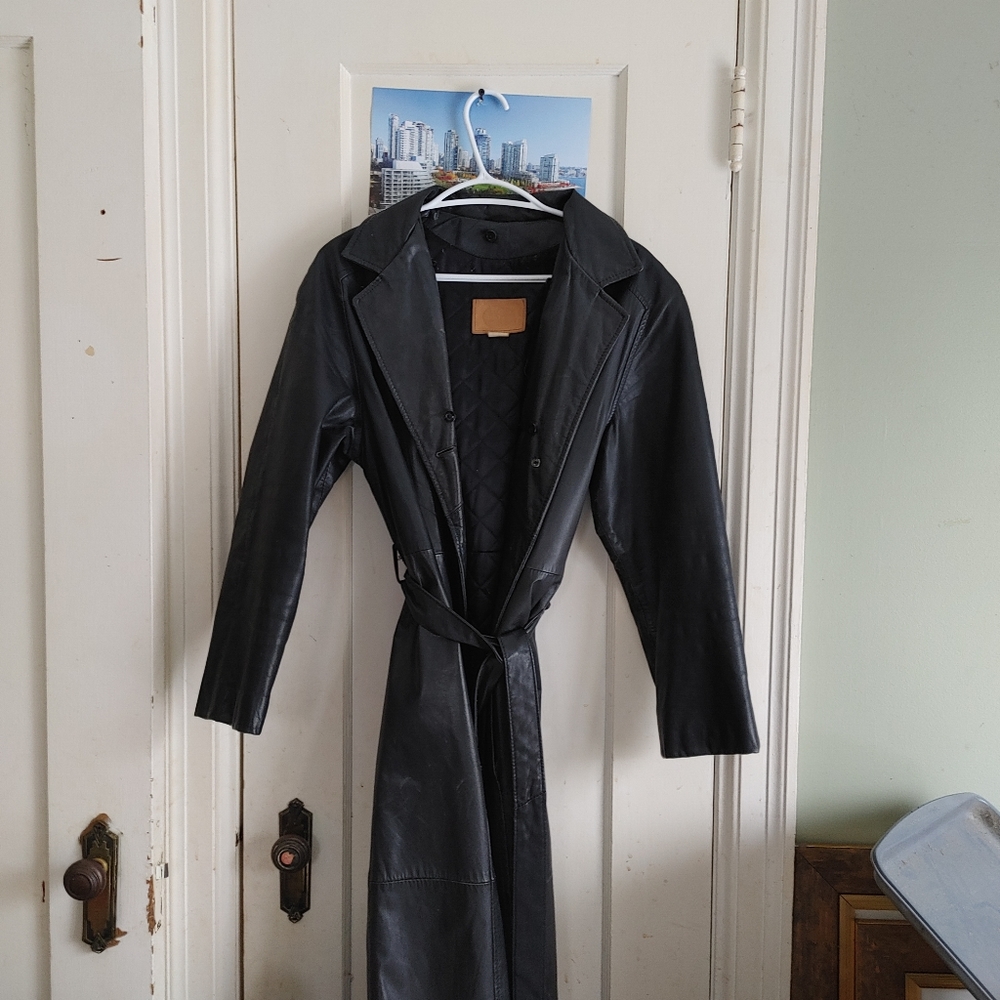Vintage 1970s leather full length coat S/M